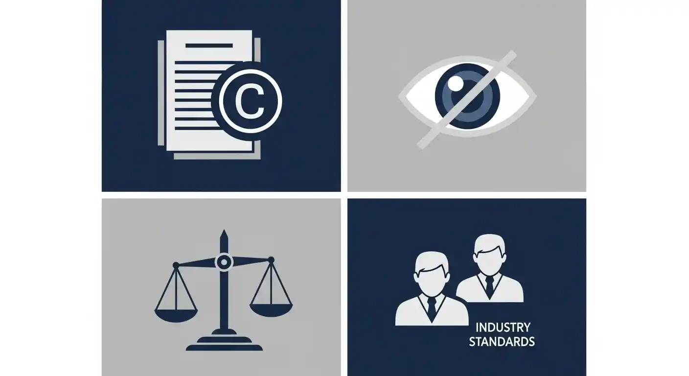 Legal and ethical considerations for AI video content including copyright and disclosure requirements