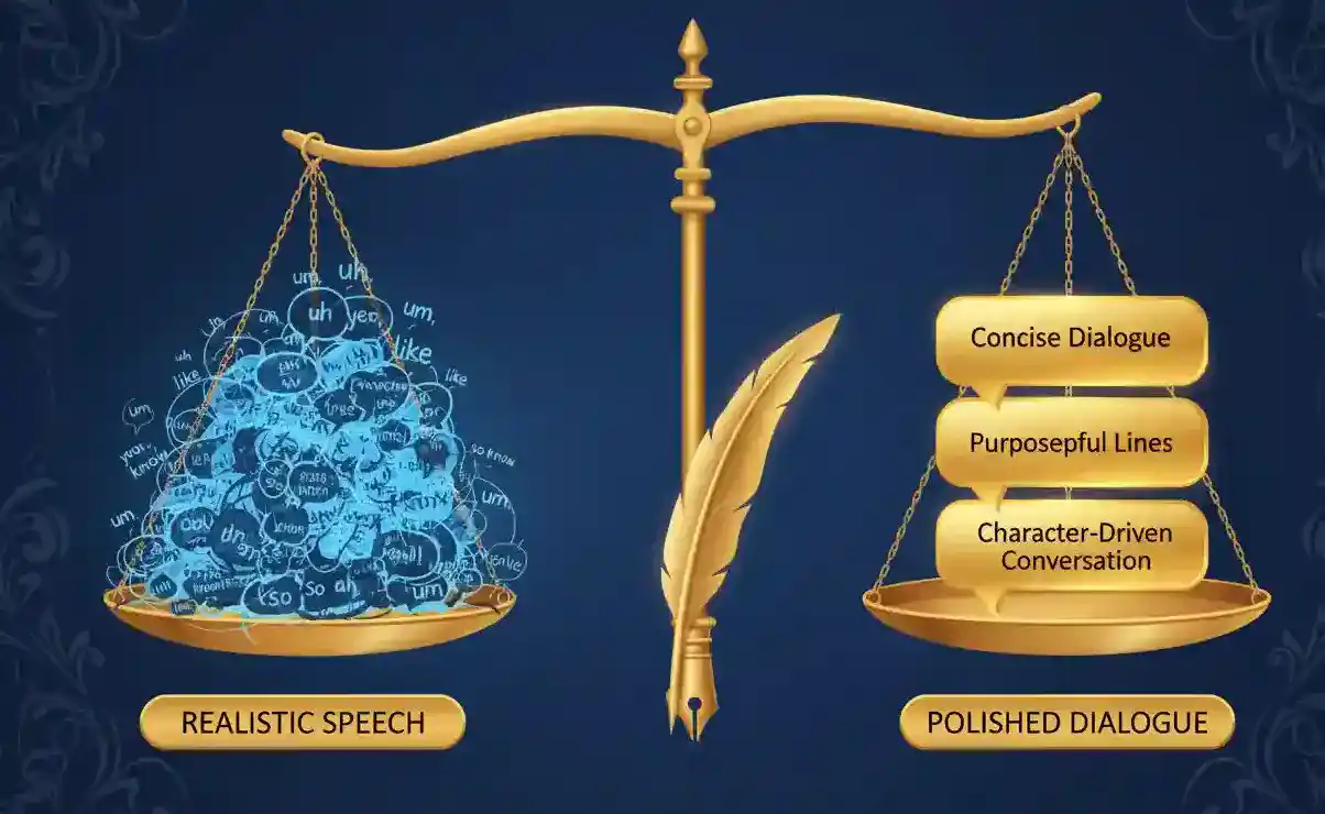 Scale balancing natural realistic dialogue with purposeful structured scriptwriting