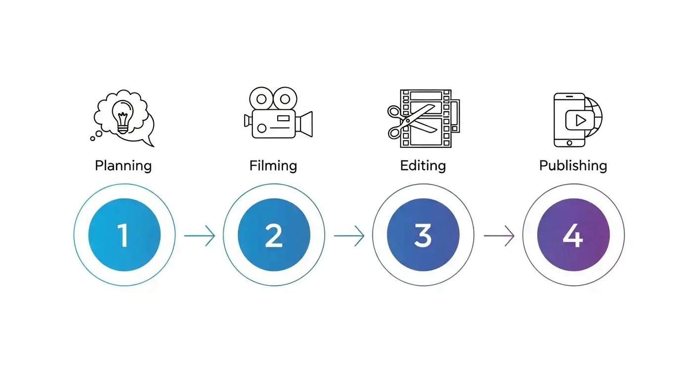 Mobile video production workflow from planning to editing and publishing stages