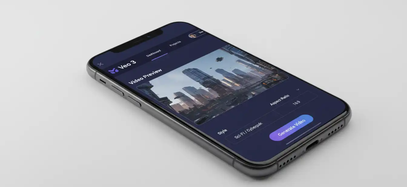 Example of product demonstration video created with Veo 3 showing smartphone features