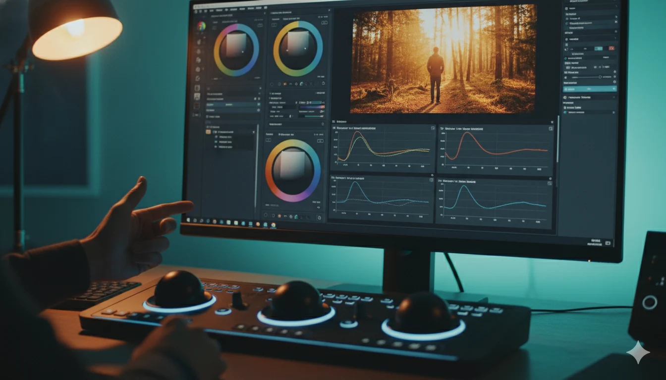 Color grading and post-production workflow in video editing software