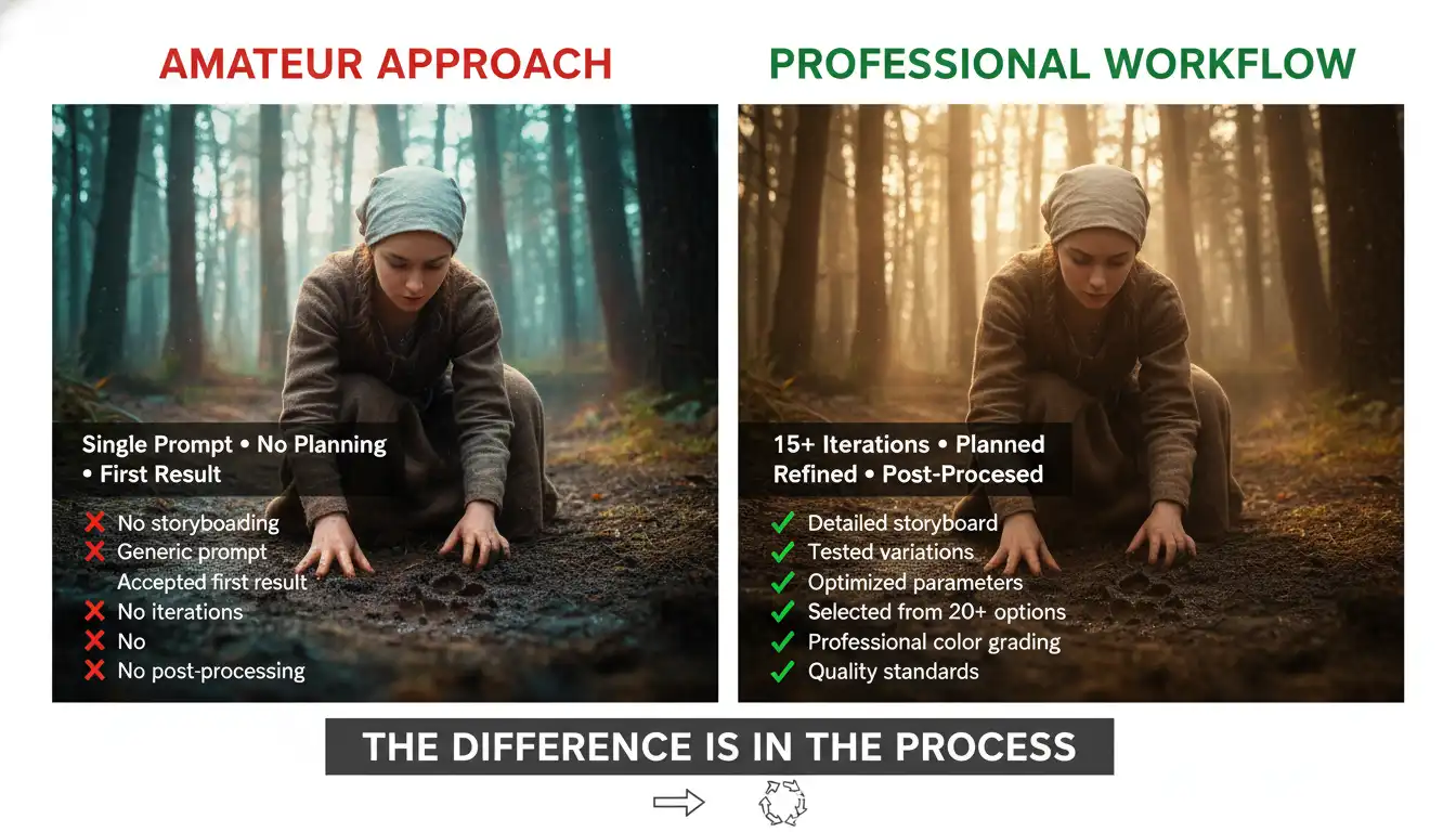 Before and after comparison showing video quality improvements